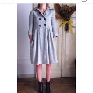 JUICY COUTURE double-breasted cotton grey coat with hood. Size S